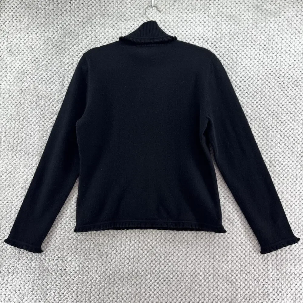 VTG Ralph Lauren Sweater Womens L Black Lambswool Knit Turtle Neck Preppy Money